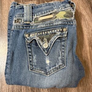 Special Edition Miss Me Blue Jeans with Camouflage and Studs